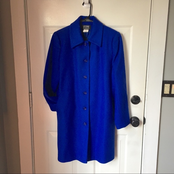 LARRY LEVINE Stunning Blue 💯 % Wool Coat ☃️⛄️ - Picture 4 of 14